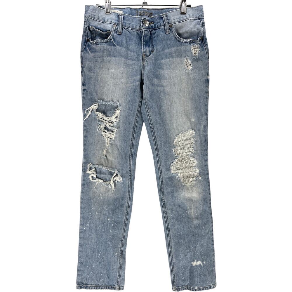 Decree Jeans Junior 3 Blue Light Wash Boyfriend Ripped Denim Mid Rise All Cotton